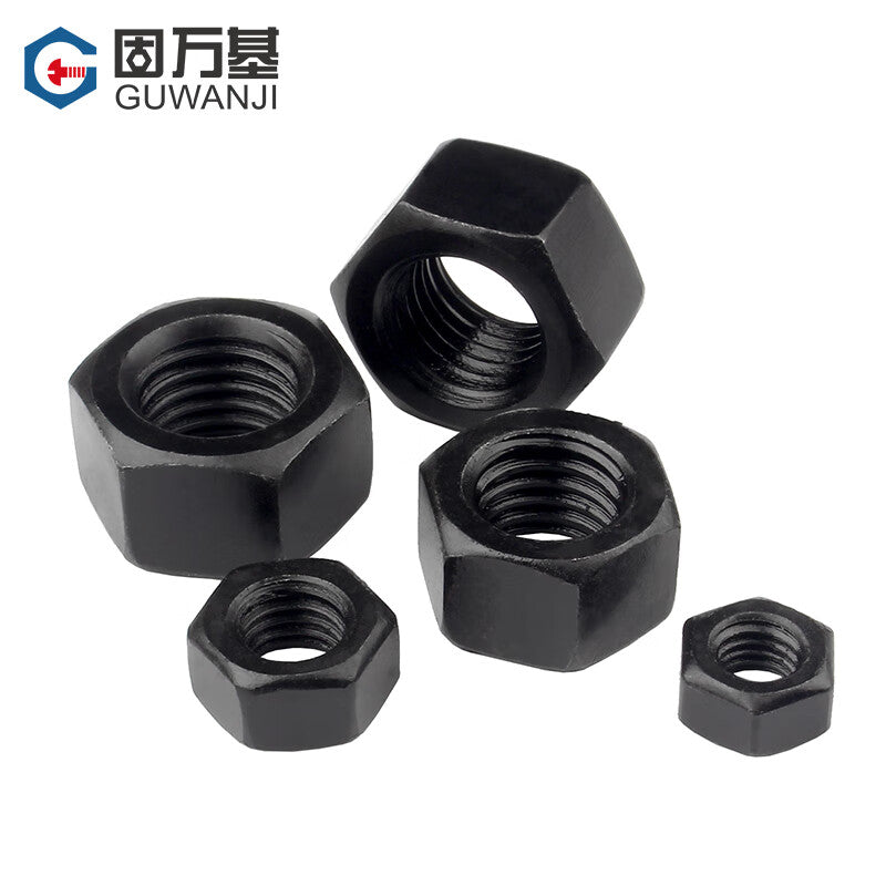 Guwanji GB/T 6170 Hex Nuts, Grade 12.9, High Strength Hex Nuts, Black Bolt Cap Nuts M10 [100 pieces], Grade 12.9