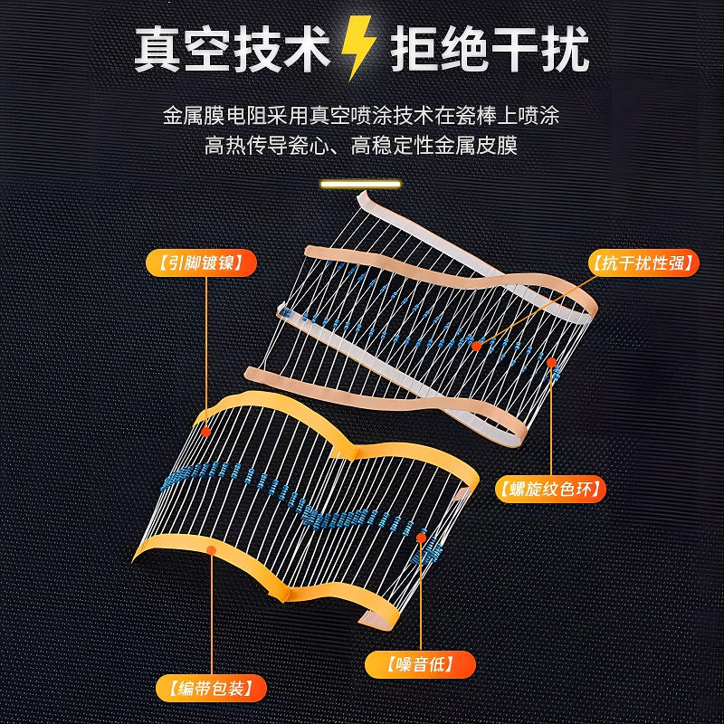 Noran 1/4W Metal Film Resistor Element 1% Five-Color Ring 200R 5000 Pieces