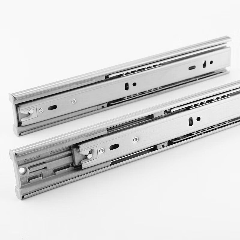 Bingyu Stainless Steel Damping Drawer Slides, Thickened Drawer and Cabinet Three-Section Slides, 12-inch 300mm (1 set), Screws Included, BH-673