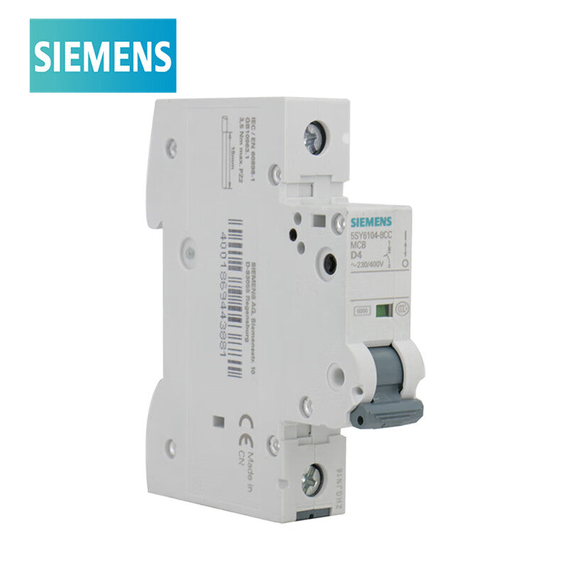 Siemens 5SY6104-8CC Circuit Breaker D Type 4A 1P 6KA