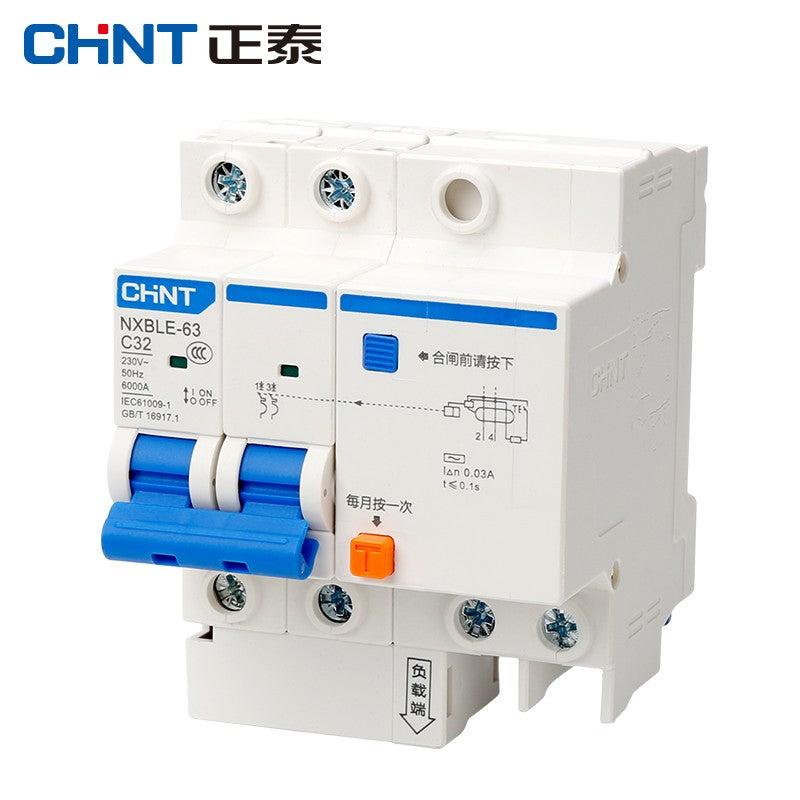 Chint (CHNT) NXBLE-63-2P-C40-30mA-6kA small leakage protection circuit breaker leakage protection air switch