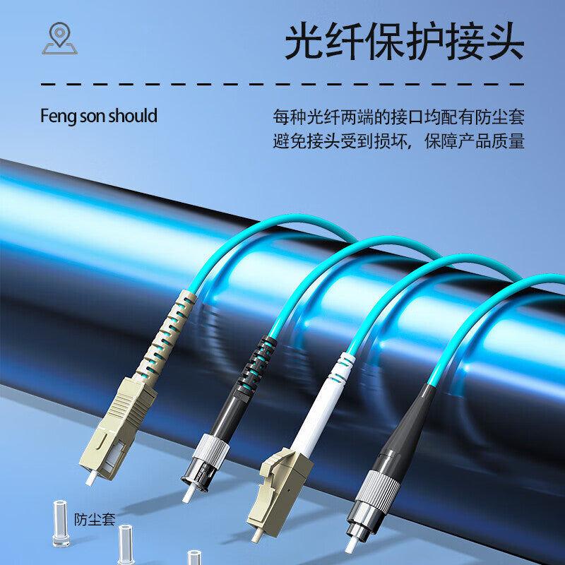 Fengyingzi 10 Gigabit Multimode FC-FC OM3 Fiber Optic Patch Cord, 10 Meters, Indoor OM3 Fiber Optic Cable, Dual-Core, Engineering Data Center Pigtail, FYZ-GT348L