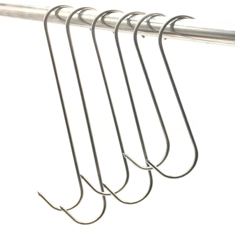 Masford Stainless Steel Pointed Hooks, S-shaped Hooks for Hanging Salted Fish and Drying Meat, Large Size (24cm Long) 10 Pieces
