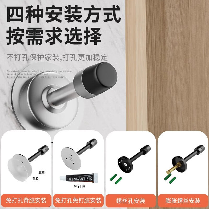 Thousand-speed wheel anti-collision door stopper, door catcher, door top, extended back of entrance door, bathroom door stopper, door blocking device, 105mm black.
