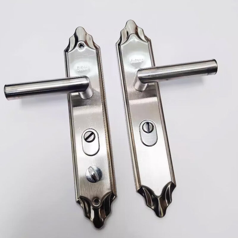 Deqi Stainless Steel Double-Action Door Handle, Security Door Handle, Old-Style Lock Handle, Multi-functional Universal Handle for Entrance (One Pair)