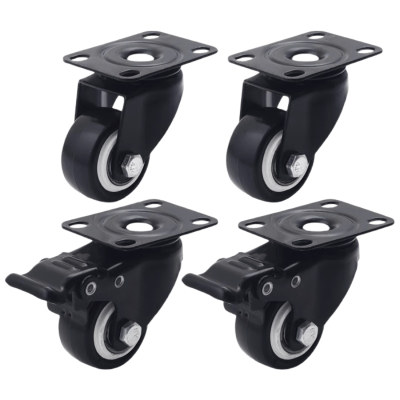 Pango Precision Casters Steering Handcart Accessories, 2-inch Casters with 2 Universal Wheels + 2 Brakes
