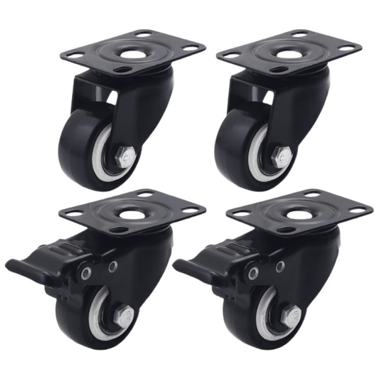 Pango Precision Casters Steering Handcart Accessories, 2-inch Casters with 2 Universal Wheels + 2 Brakes