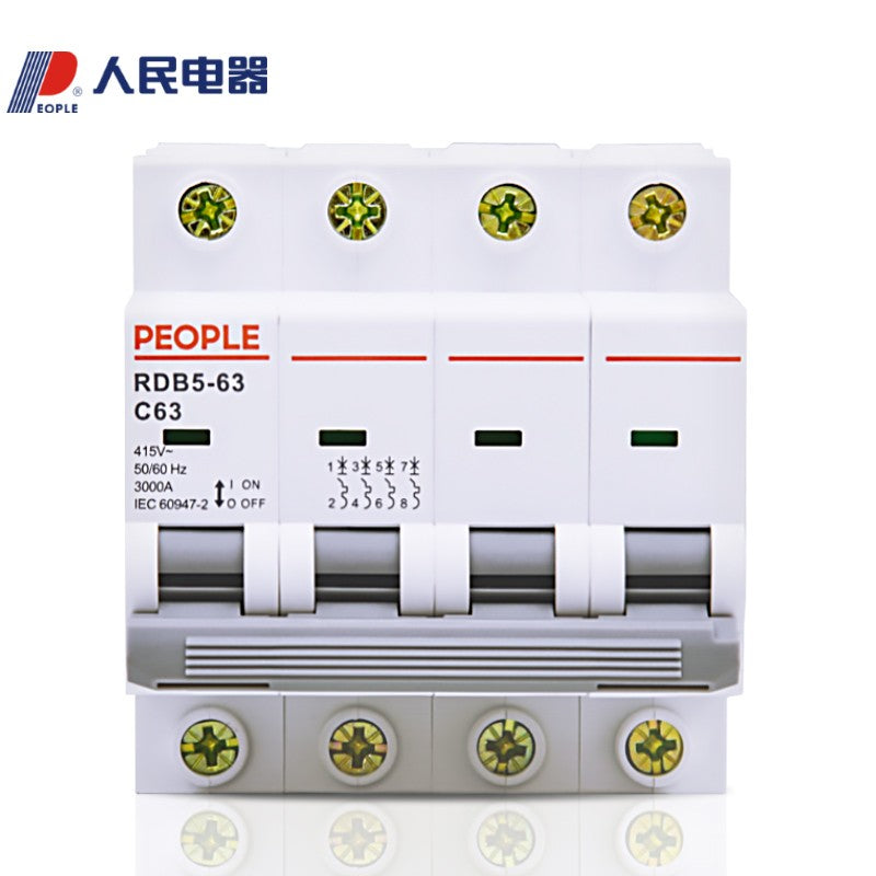 People's Electrical Air Switch Small Circuit Breaker RDB5 Small Air Switch Main Circuit Breaker 4P RDB5-63 C40 4P