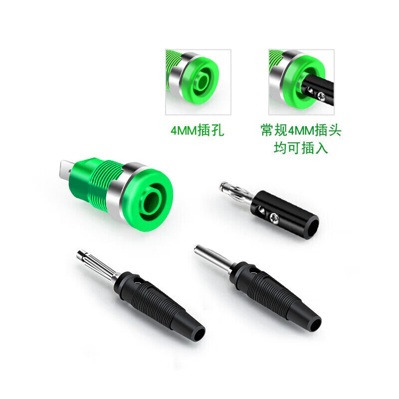 Huijun 4mm banana socket, brass nickel-plated, high voltage resistant 1000V safety socket with sheath, multimeter socket, black, 10 pieces.