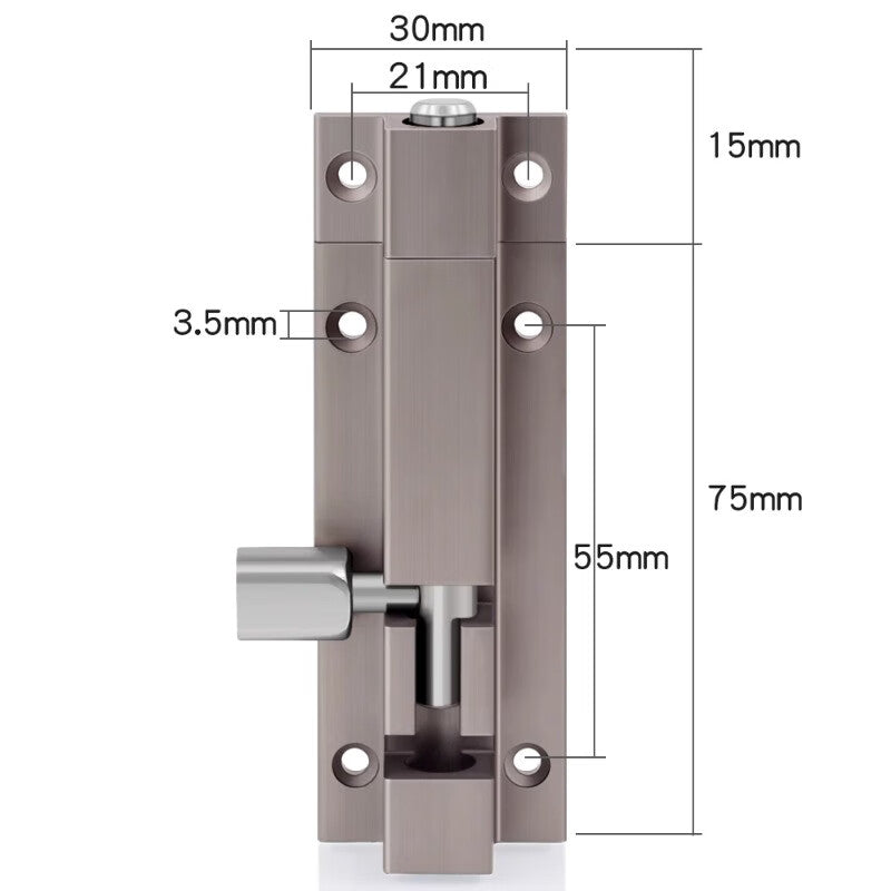 Thickened aluminum alloy door bolts, door latches, and anti-theft door locks for wooden doors, windows, and bathrooms. Suitable for both left and right use. [3-inch] Aluminum alloy.