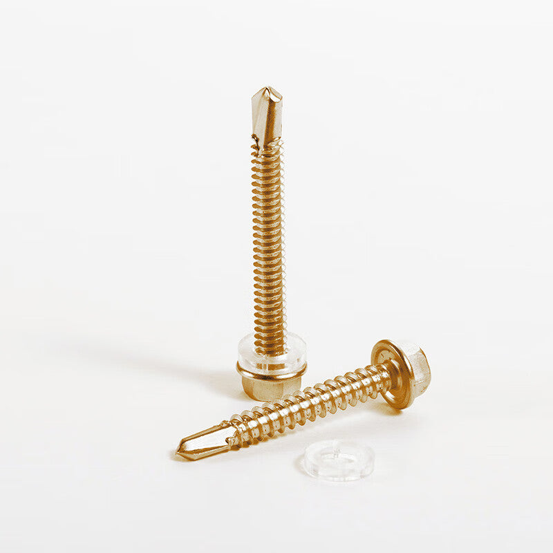 Aozhan Industrial Hexagonal Washer Self-Drilling Screws, Color Zinc Screws, Dovetail Screws, ST5.5-ST6.3 Series, ST5.5*100 [200 pieces/box]