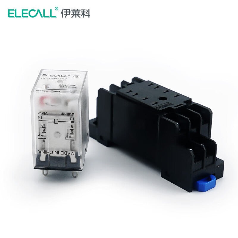 ELECALL HH52P small intermediate relay AC two open and two closed with light and base electromagnetic relay set 8 feet MY2NJ AC12V