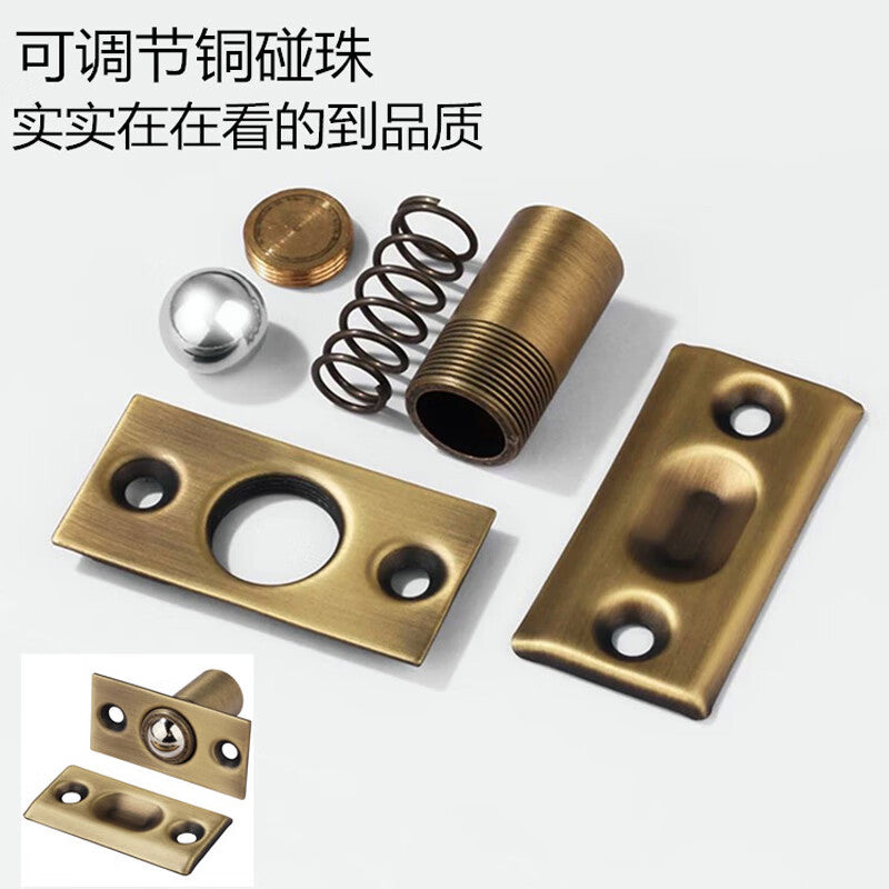 Spaceman copper ball-operated door with spring-loaded ball lock for room doors, hidden doors, KTV card latches, adjustable top ball copper door, antique bronze.