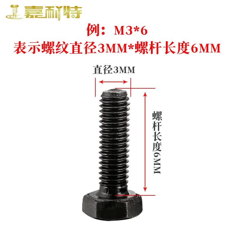 Jianet GB5783 High Strength Grade 8.8 Hex Socket Head Bolt, Full Thread, Blackened Extended Hexagonal Bolt M10*40 (5 pieces)