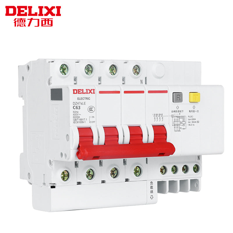 DELIXI DZ47SLE-63 4P C63 30mA Leakage Circuit Breaker