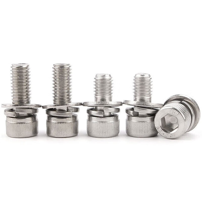 Haisdike HKD-445 304 Stainless Steel Hex Socket Head Cap Screw with Flat Spring Washer and Cup Head M8×40 (20 pieces)