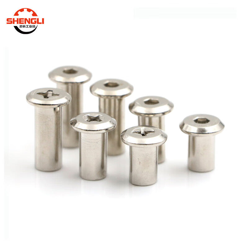 Saint-Lite Furniture Cabinet Butt Nuts, Clamping Board Flat Head Nuts, Children's Bed Butt Nuts and Screws Fixing Accessories M6*12*8 Phillips Head Nickel-Plated [50 Pieces]