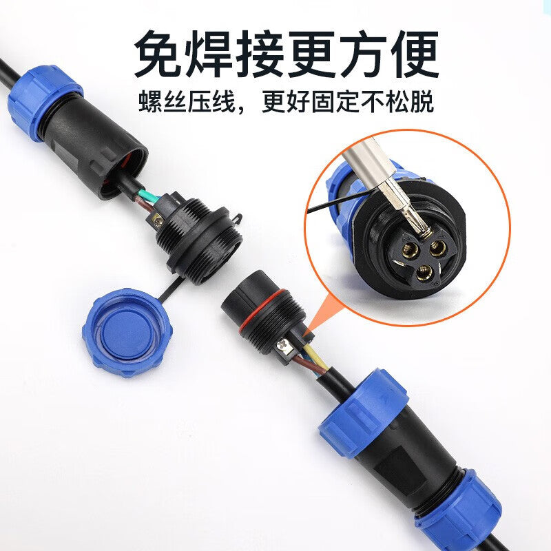 Huijun Solderless Waterproof Connector, Aviation Plug, Butt-on Type, Rear Nut Screw Wiring Socket, SL21-4 Pin [Butt-on Type]