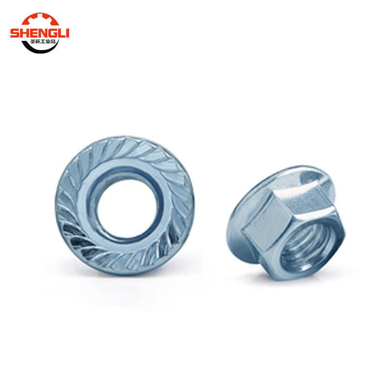 Shengli GB6177 Hexagonal Flange Nut, Grade 8 with Washer, Spline Nut, Flange Locking Nut, M6 [200 pieces]