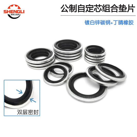 Saint-Lite Metric Self-Core Plating White Zinc-Plated Combination Gasket Hydraulic Joint Sealing Combination Gasket, Wear-Resistant and Oil-Resistant, M10 - Inner Diameter 10.7*15.8*2 [100 Pieces]