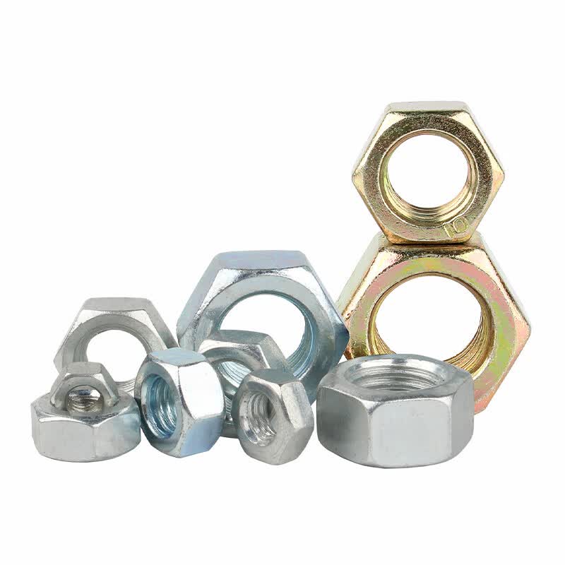 Bocai Hex Nuts, High Strength Hex Nuts and Caps, Iron Black Galvanized Nickel Plated Nuts, Blue-White Zinc M2 (2000 pieces/pack)