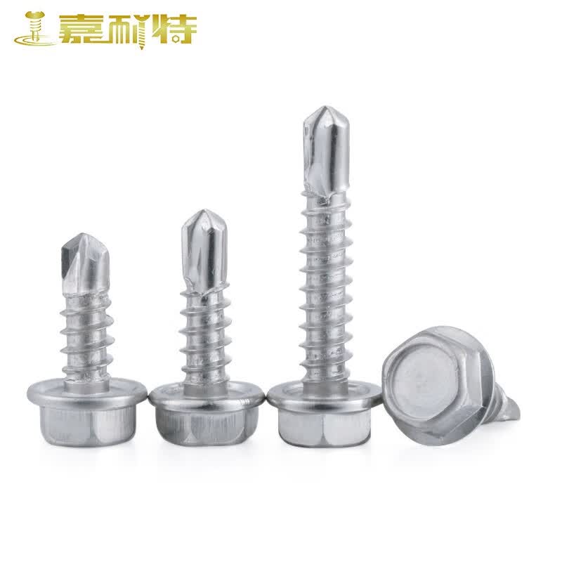 Jianet 410 Stainless Steel Drill Self-Tapping Screws, Corrugated Steel Sheet Self-Tapping Wooden Nails, Self-Drilling Dovetail Hex Screws, M5.5*25 (50 pieces), with rubber washers.