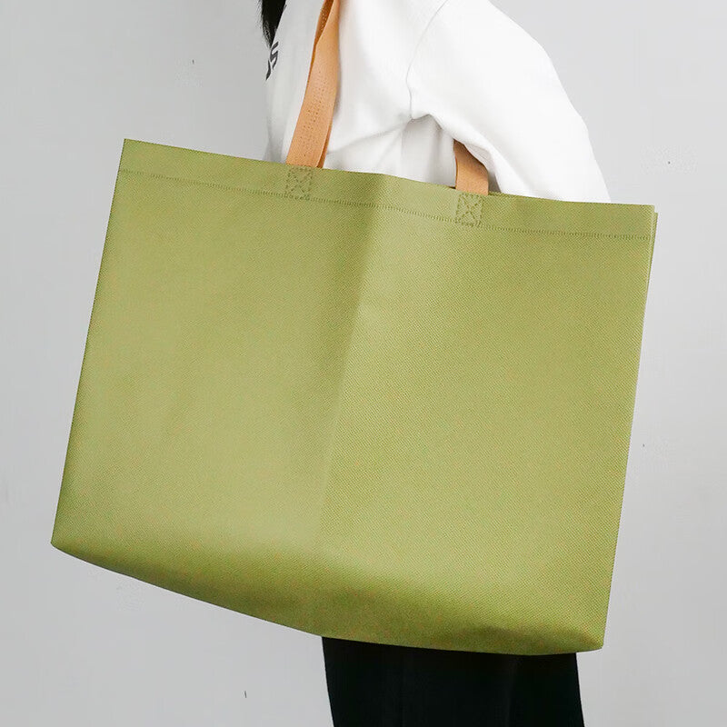 Marsford Supermarket Folding Shopping Tote Bag, Advertising Gift, Takeout Eco-friendly Bag, Army Green, Horizontal, Large Size (45*35*12cm)