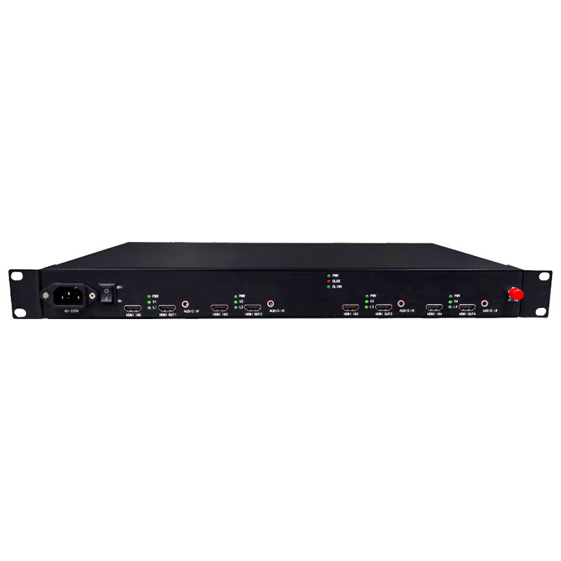 Chuangji Interconnect HDMI Audio/Video Optical Transceiver: 4-channel unidirectional HDMI video + 4-channel audio, single-fiber FC, 20KM, HD 1080P, one pair, BH-HV-4V4A.