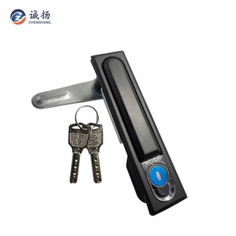 CHENGYANG Electric Cabinet Flat Lock Power Cabinet Door Lock Distribution Cabinet Anti-Theft Lock MS818 Black [Zinc Shell Zinc Back]