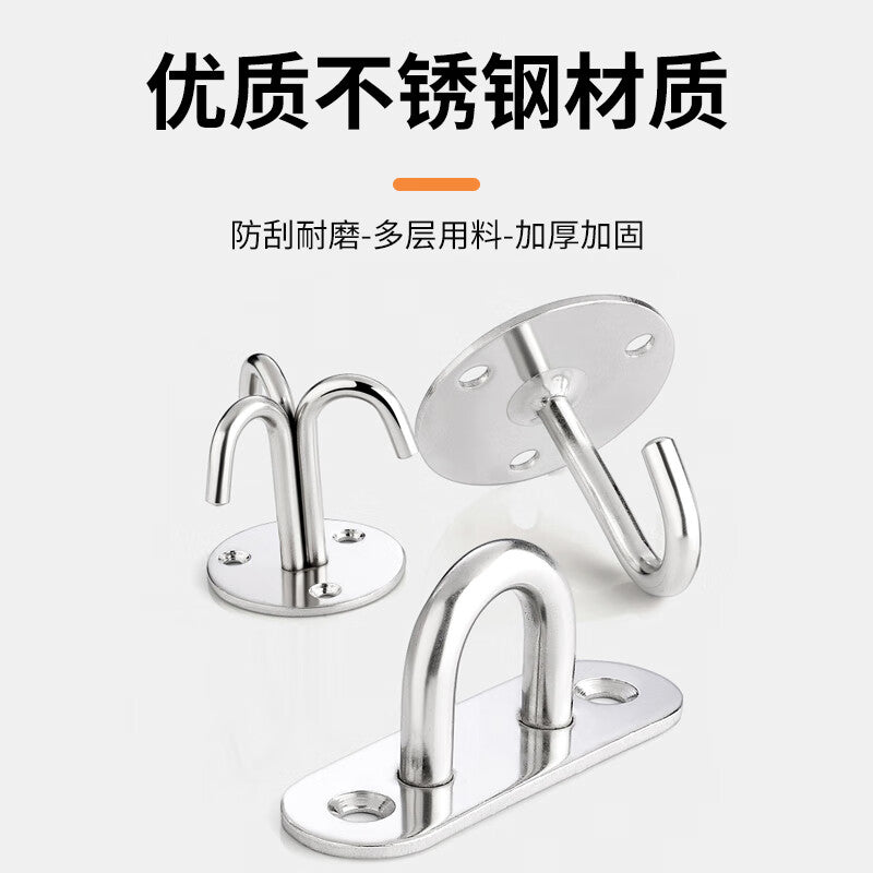 Deqi Stainless Steel Hanging Hooks, Ceiling Fan Hooks, U-Shaped Load-Bearing Fixing Hooks, Large U-Shaped Hooks (10-Piece Black)