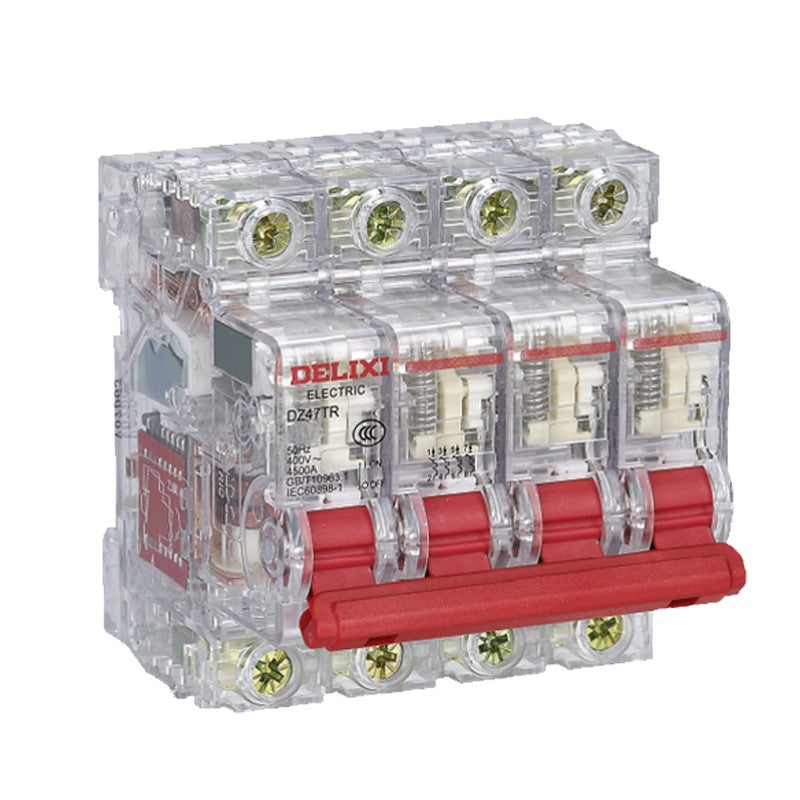 DELIXI DZ47TR Transparent MCB 4P 63A Circuit Breaker Switch