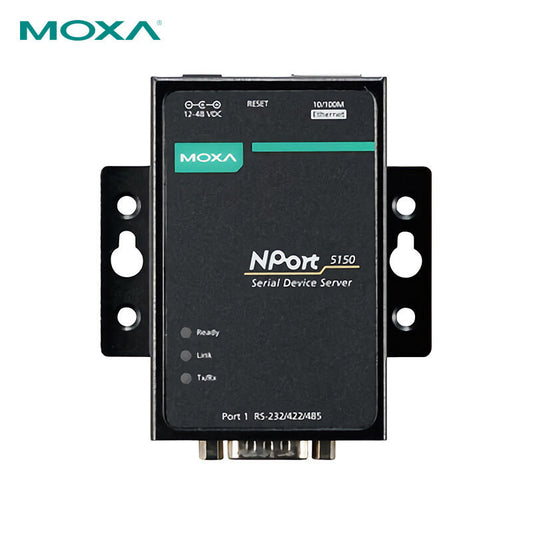 Moxa 1-port RS-232/422/485 serial device server, 0 ~ 55 °C operating temperature; NPort 5150