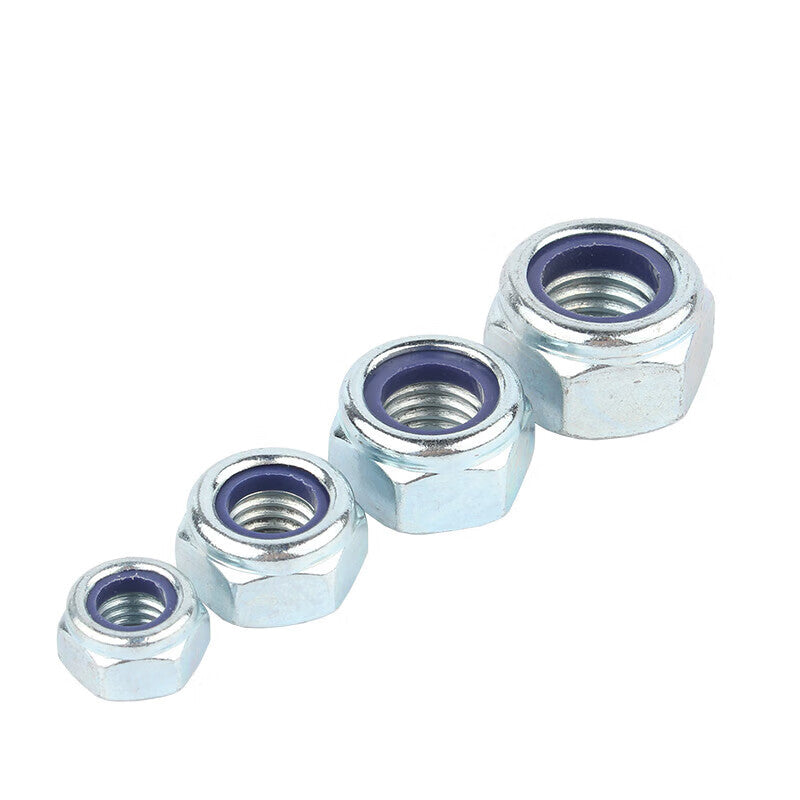 Jinpeiqi 8.8 grade galvanized anti-loosening nuts, galvanized self-locking nuts with nylon rubber rings, M6, all for one price. Nylon anti-loosening nuts.