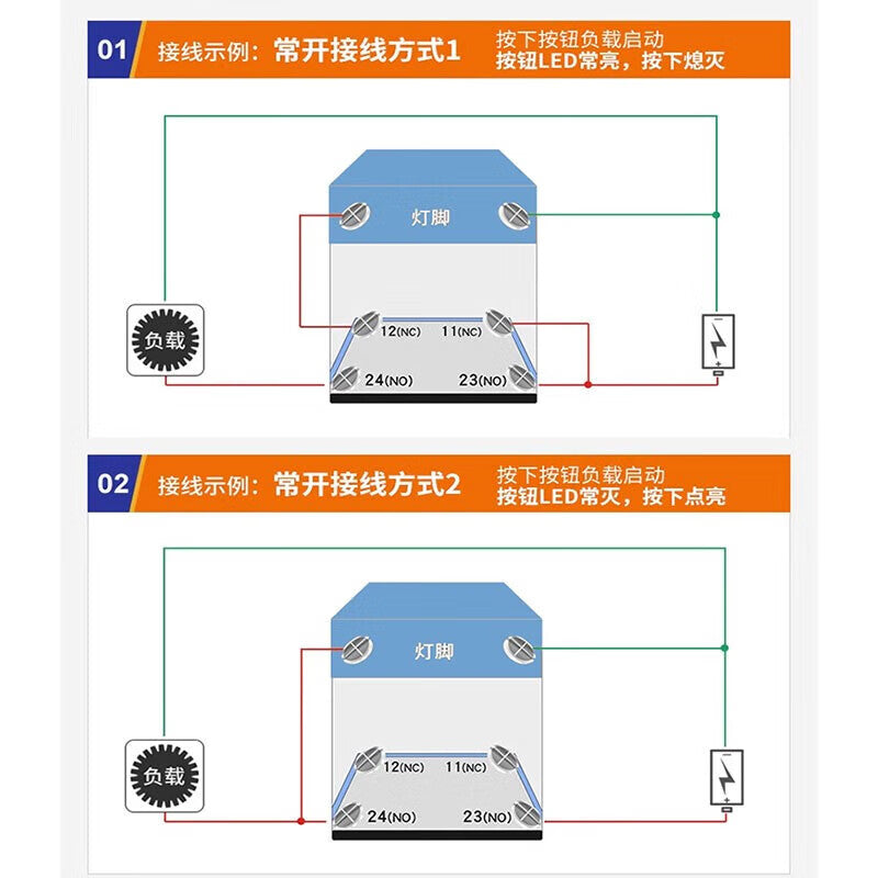 Huijun 22mm Illuminated Pushbutton Switch 10A Power Reset Self-Locking Start Illuminated Switch White Light - Reset - 12V