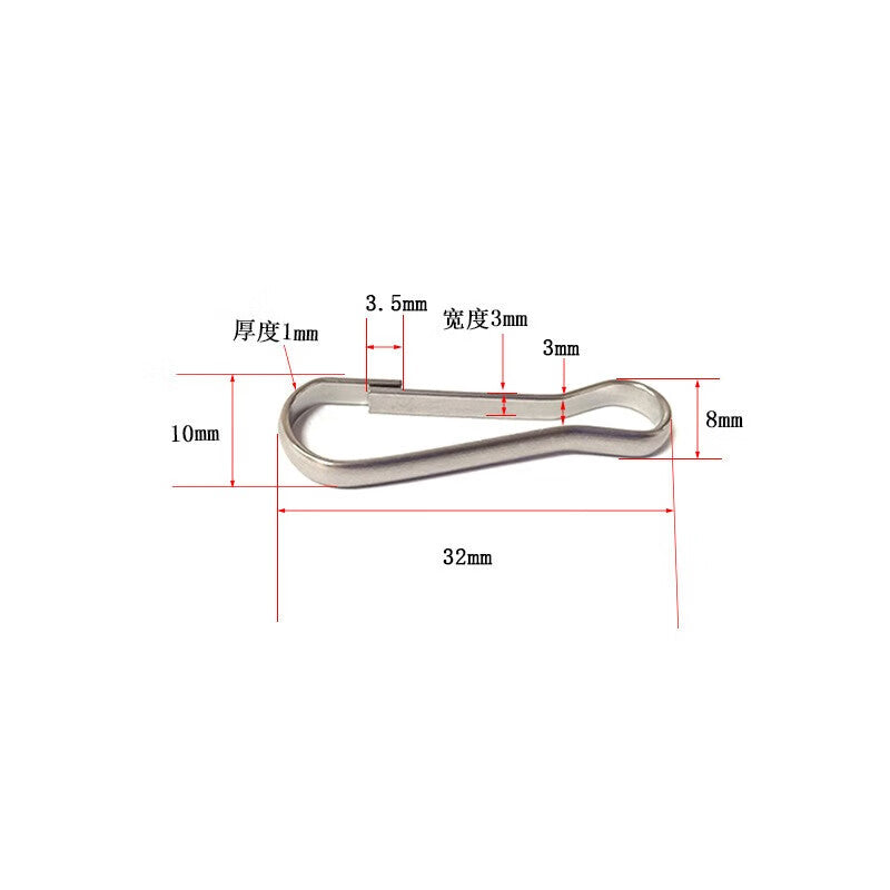 Masford chain hooks, spring clasps, keychains, fishing tackle buckles, 304 stainless steel, 32mm long [50 pieces]