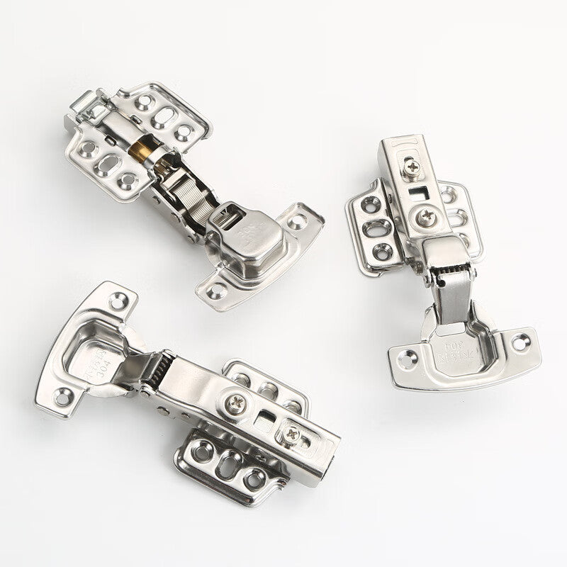 Bingyu Stainless Steel Hinges, Wardrobe Door Aircraft Hinges, Low-Noise Damping Buffers, Pocket Assembly Screws, 2.0mm Thick Fixed Fittings - Straight and Bend (2 Full Cover Screws) BH-265