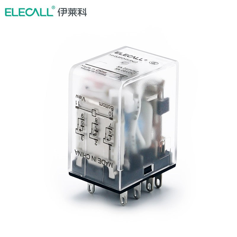 ELECALL HH53P small intermediate relay AC three-open three-closed with light without base electromagnetic relay set 11 feet MY3NJ AC24V