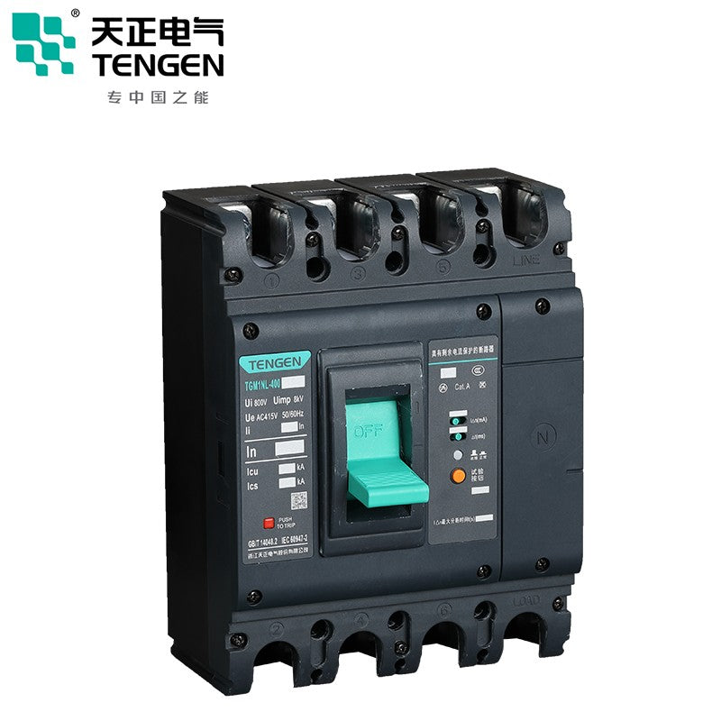 Tianzheng 400A Electric Molded Case Circuit Breaker with RCD Protection