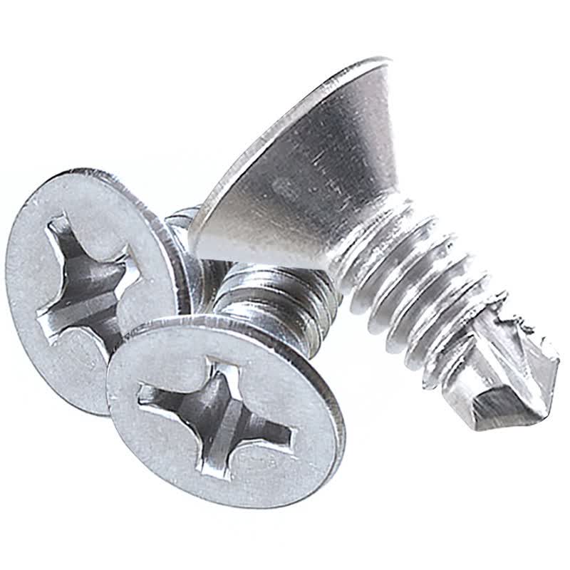 Bingyu BYsy-59 410 Stainless Steel Cross-Head Countersunk Self-Drilling Screws, Drill-Self Threaded Dovetail Screws and Bolts GB15856.2 ST3.5*13 (5 pieces/pack)