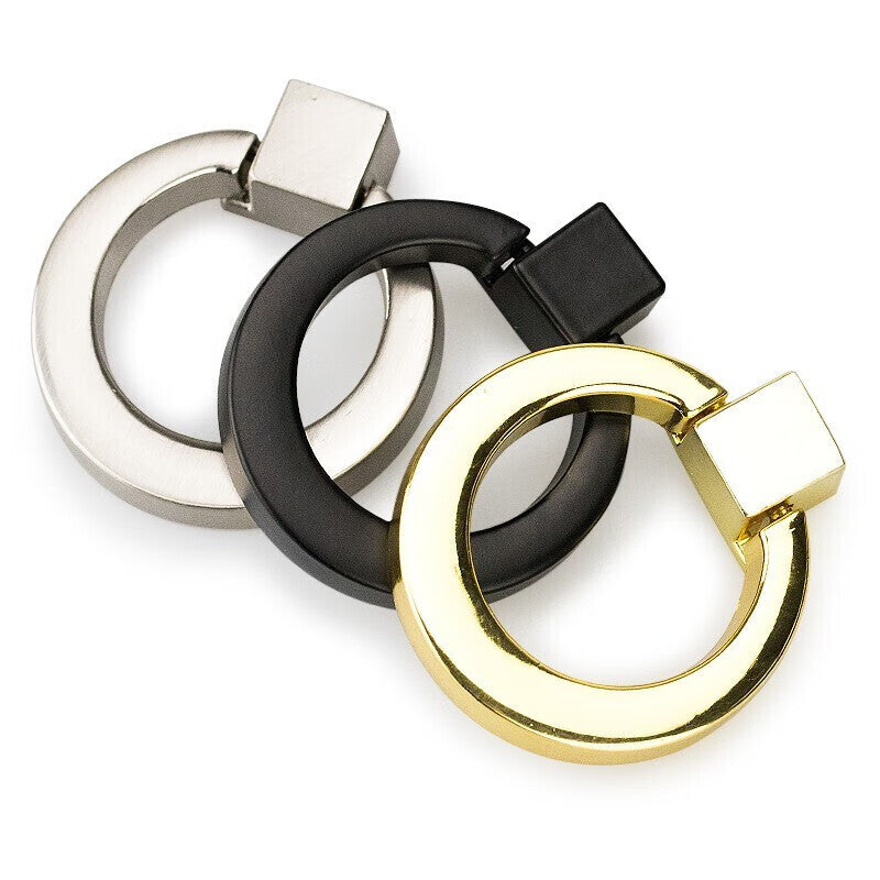 Jin Gu Lao Round Ring Hanging Handle, Pull Ring Handle, Modern Minimalist Wardrobe Drawer Handle, Bright Chrome KZS-1154