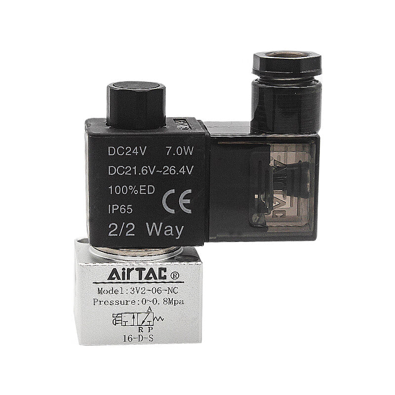 AirTAC 2-position 3-way normally closed, direct-acting solenoid valve, DIN socket type; 3V206NCB