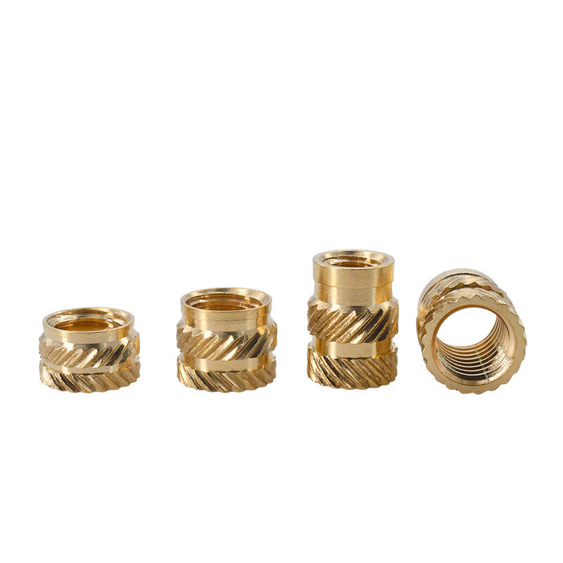Kaying Tuba hot melt copper nuts, double herringbone Tuba injection molded copper flower nuts, wholesale full range of microelectronic hot melt screw insert copper nuts, 50 pieces M3*5*4