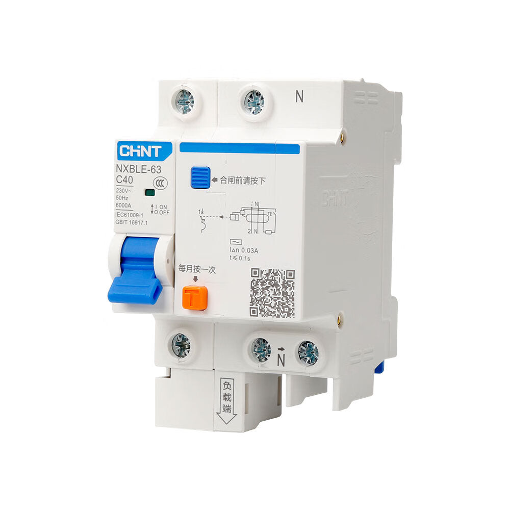 Chint (CHNT) NXBLE-63-1PN-C40-30mA-6kA small leakage protection circuit breaker leakage protection air switch 1PN 40A