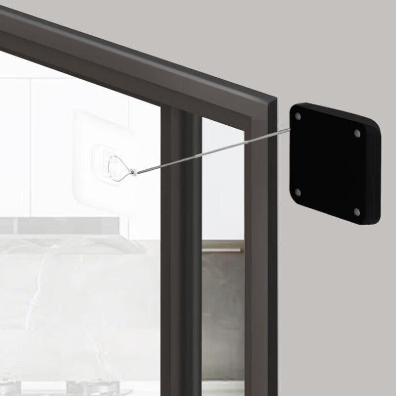 Deyu Products Automatic Door Closer, No-Drill Telescopic Door Closer, Wooden Door Sliding Door Closer (Standard Model), Black, 800g Pull Force