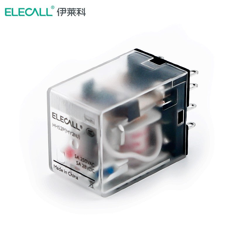ELECALL HH52P small intermediate relay AC two open and two closed with light without base electromagnetic relay set 8 feet MY2NJ AC110V