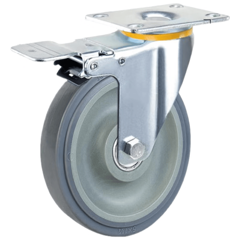 Pango Precision Rubber Casters, Cart Wheels, Industrial Wheels, 5-inch Universal Brake Wheels