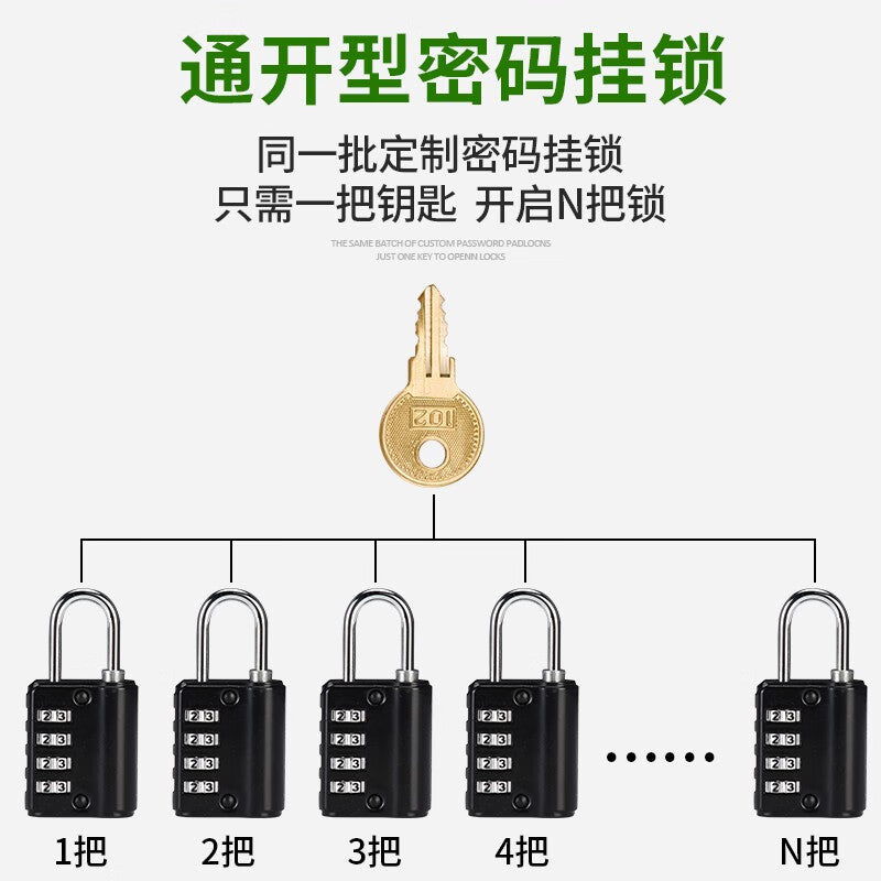 Basic combination padlock with key, dual-purpose for student dormitories, lockers, suitcases, gym storage lockers, black.