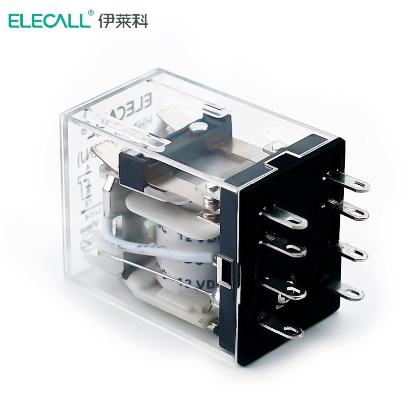 ELECALL HH52P small intermediate relay DC two open and two closed with light without base electromagnetic relay set 8 feet MY2NJ DC12V