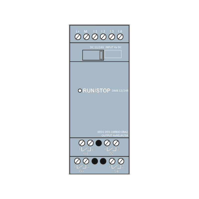 Siemens LOGO!DM812/24R expansion module,SV/E/A:12,24V/12V/24V/relay,2TE,4 digital input/4 digital output for logo! 8;6ED10551MB000BA2