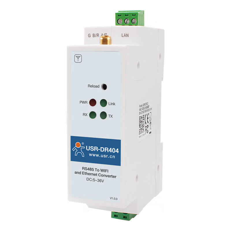 LonHand DIN-rail Wi-Fi serial server wireless RS485 to Ethernet module industrial grade serial to network port USR-DR404